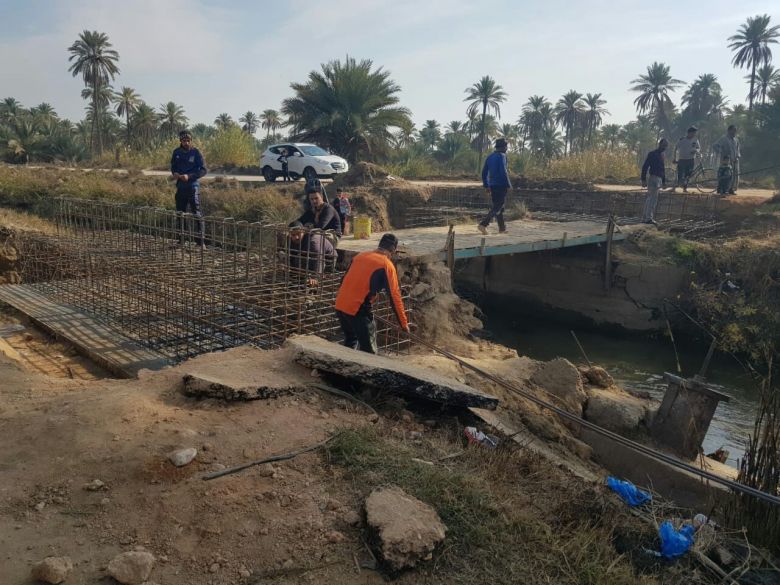 طرق وجسور كربلاء تشرف على مشروع انشاء جسر  نهر المشورب في قضاء الجدول الغربي
