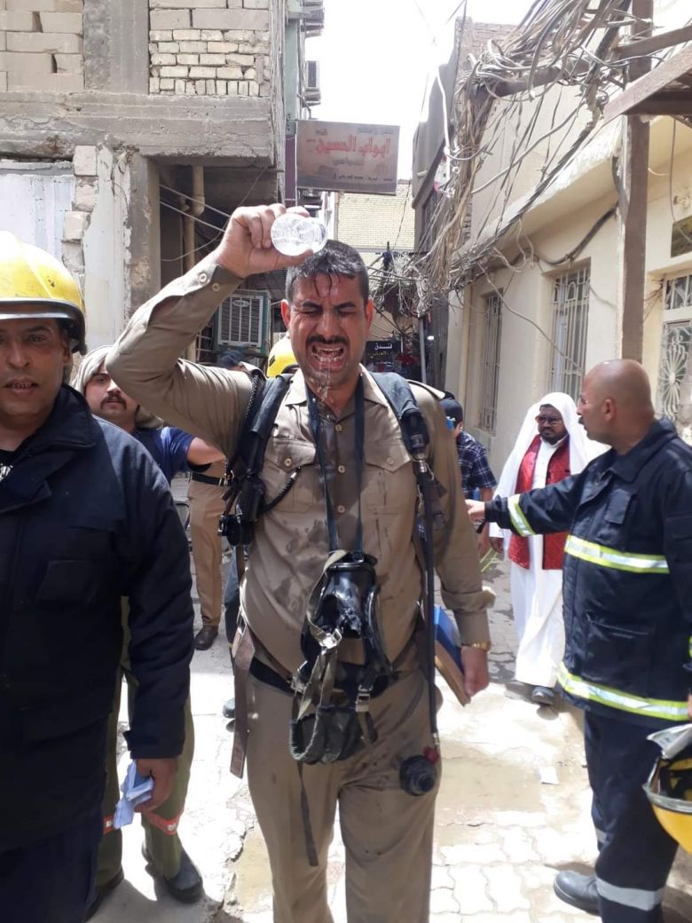 الدفاع المدني يخمد حريقا اندلع في فندق وسط كربلاء