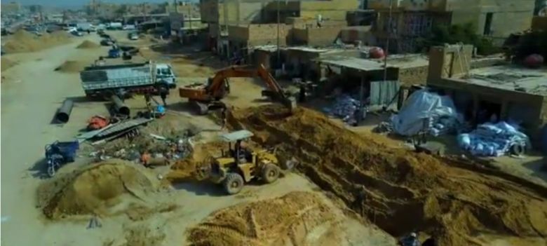 تأهيل شارع المركز جزء من دوار الامام الحسين (ع) وبنسب تجهيز 90%