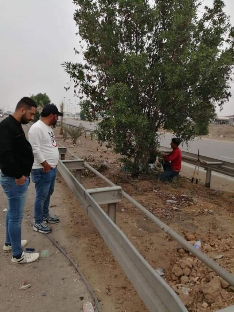 استمرار العمل بمشروع صيانة و تشجير طريق بغداد_كربلاء