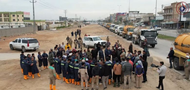 مجاري كربلاء تستنفر طاقاتها وآلياتها التخصصية لمواجهة الامطار الغزيرة