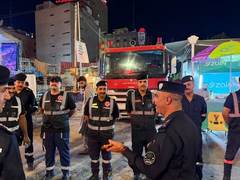 الدفاع المدني في كربلاء يواصل تطبيق خطة تأمين زائري زيارة الاربعين