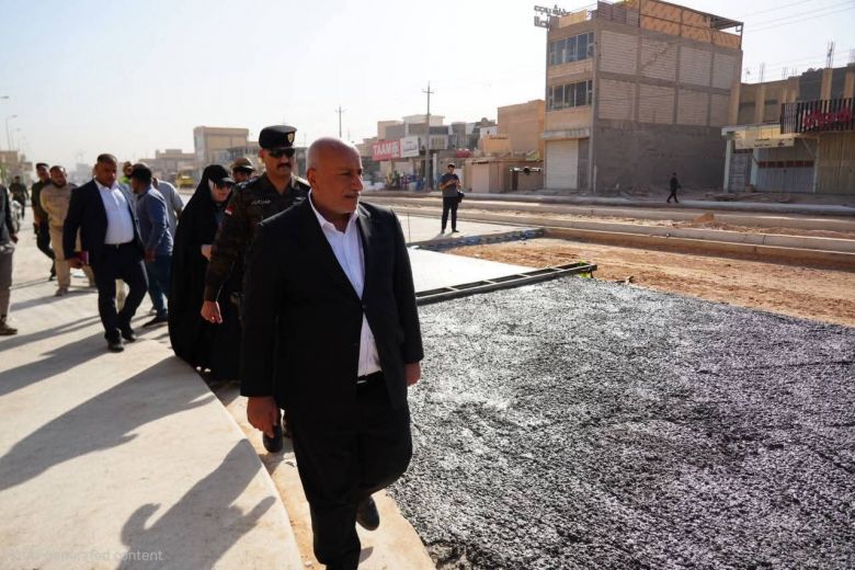 إشراف ميداني لمحافظ كربلاء المقدسة على مشروع تطوير الطريق الحيوي بين حي الشهداء والحزام الأخضر