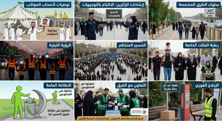 قسم الإعلام في كربلاء يصدر تنظيمات وإرشادات لسلامة زوار الأربعينية